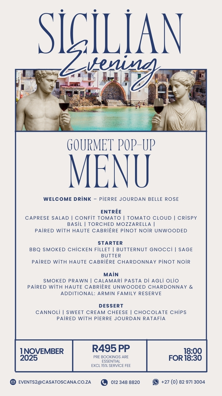 Sicilian evening - Gourmet Pop up dinner with Haute Cabriere & Pierre Jourdan