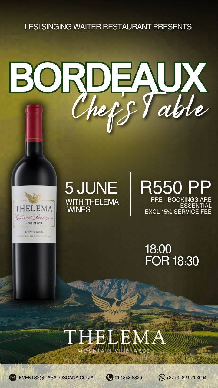 Bordeaux Chef's Table with Thelema wines