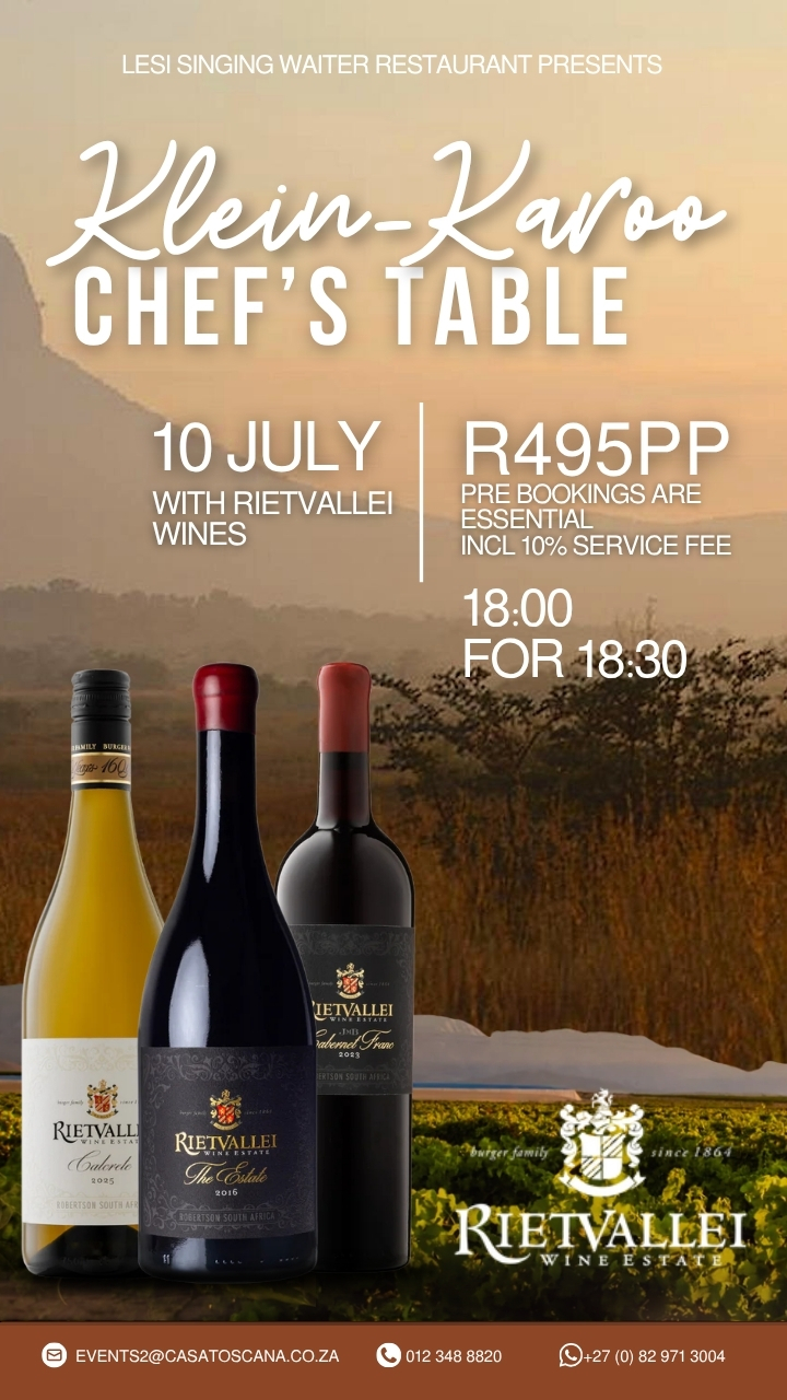 Klein-Karoo Chef's Table with Rietvallei wines