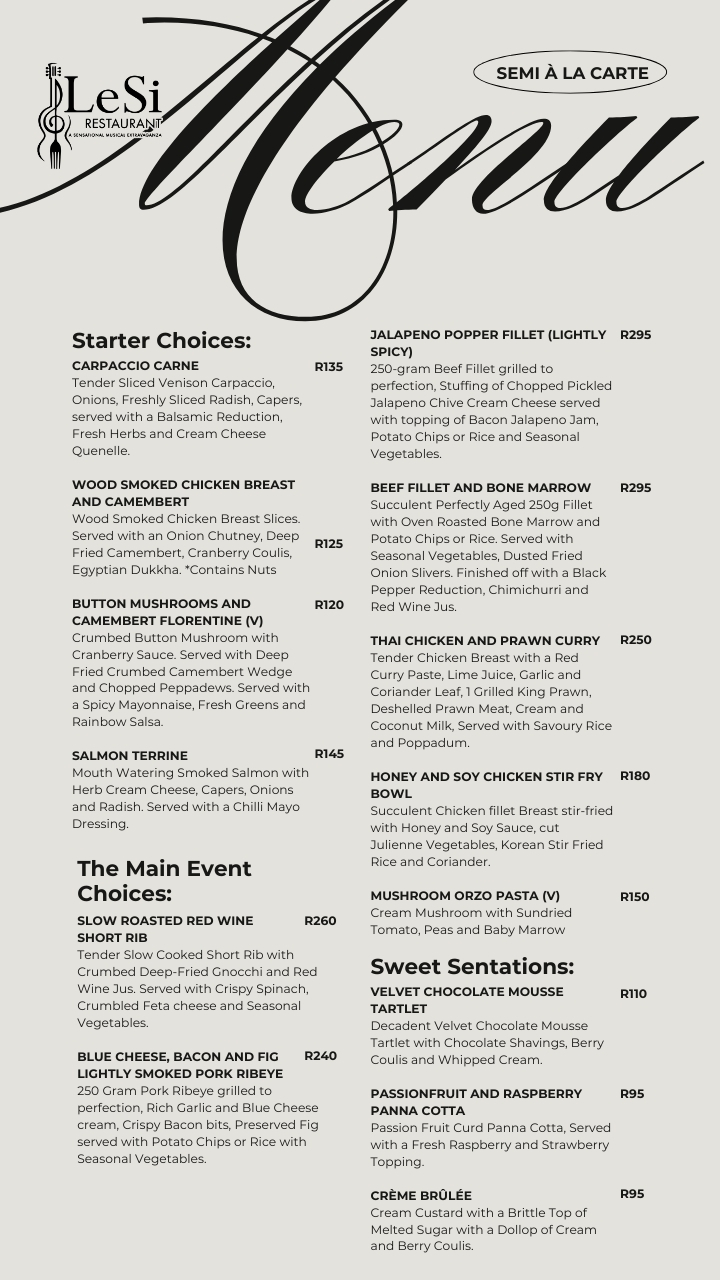 Semi à la carte Menu EMAILER 1